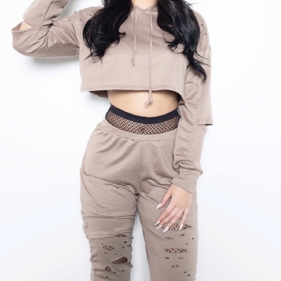 distressed jogger set